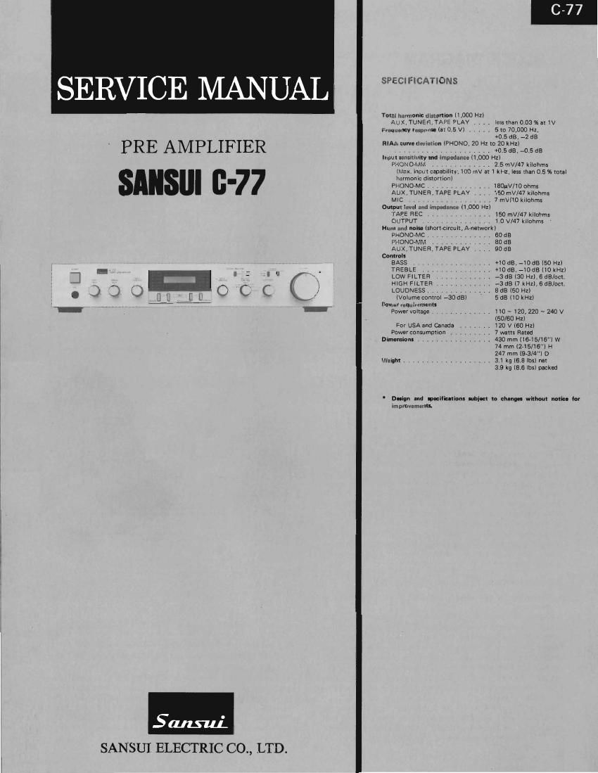 Sansui C 77 Service Manual