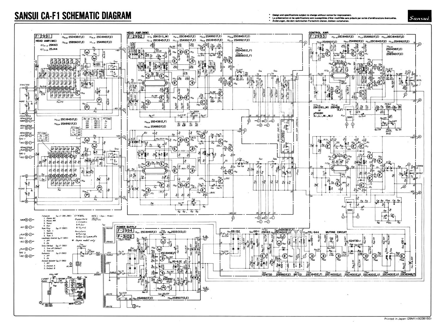 Sansui CAF 1 Schematic