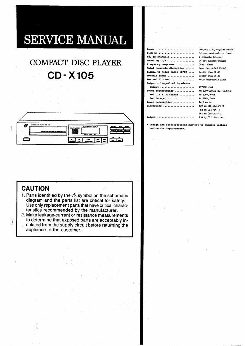 Sansui CD X105 Service Manual