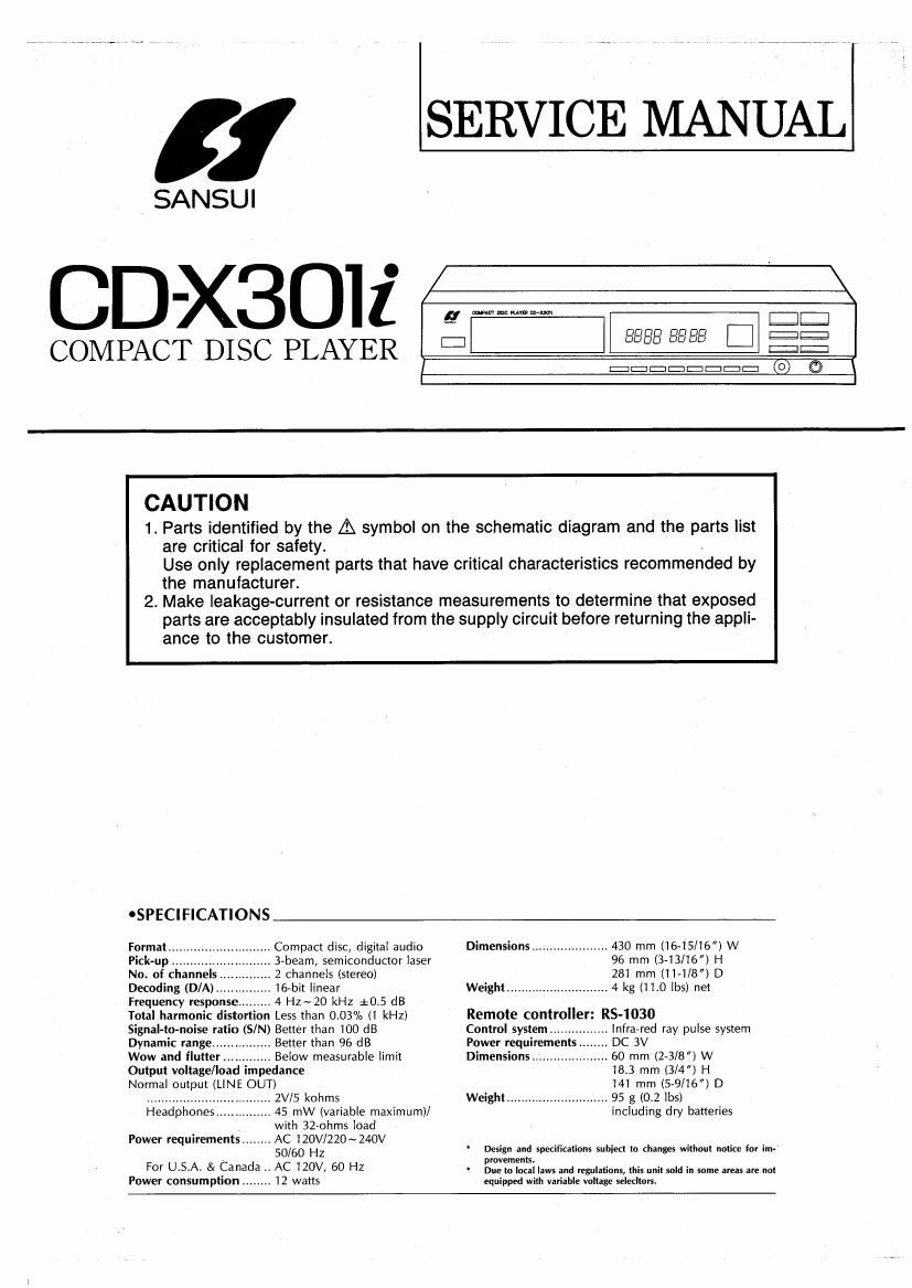 Sansui CD X301I Service Manual