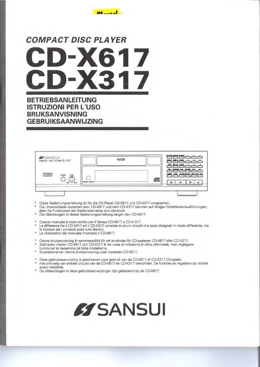 Sansui CD X317 X617 Owners Manual