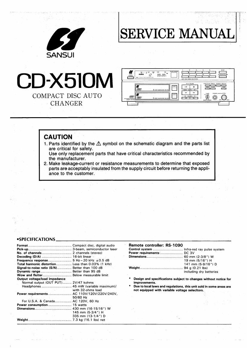 Sansui CD X510M Service Manual