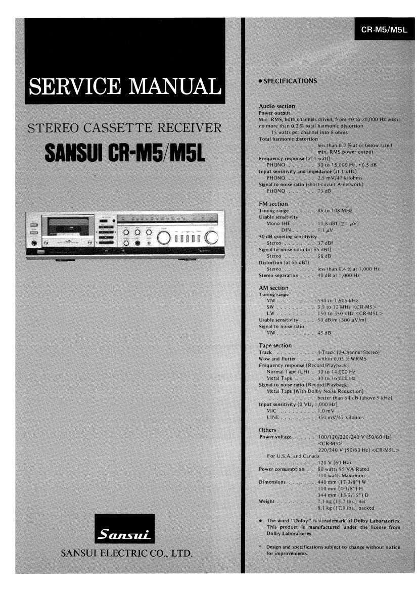 Sansui CR M5 Service Manual