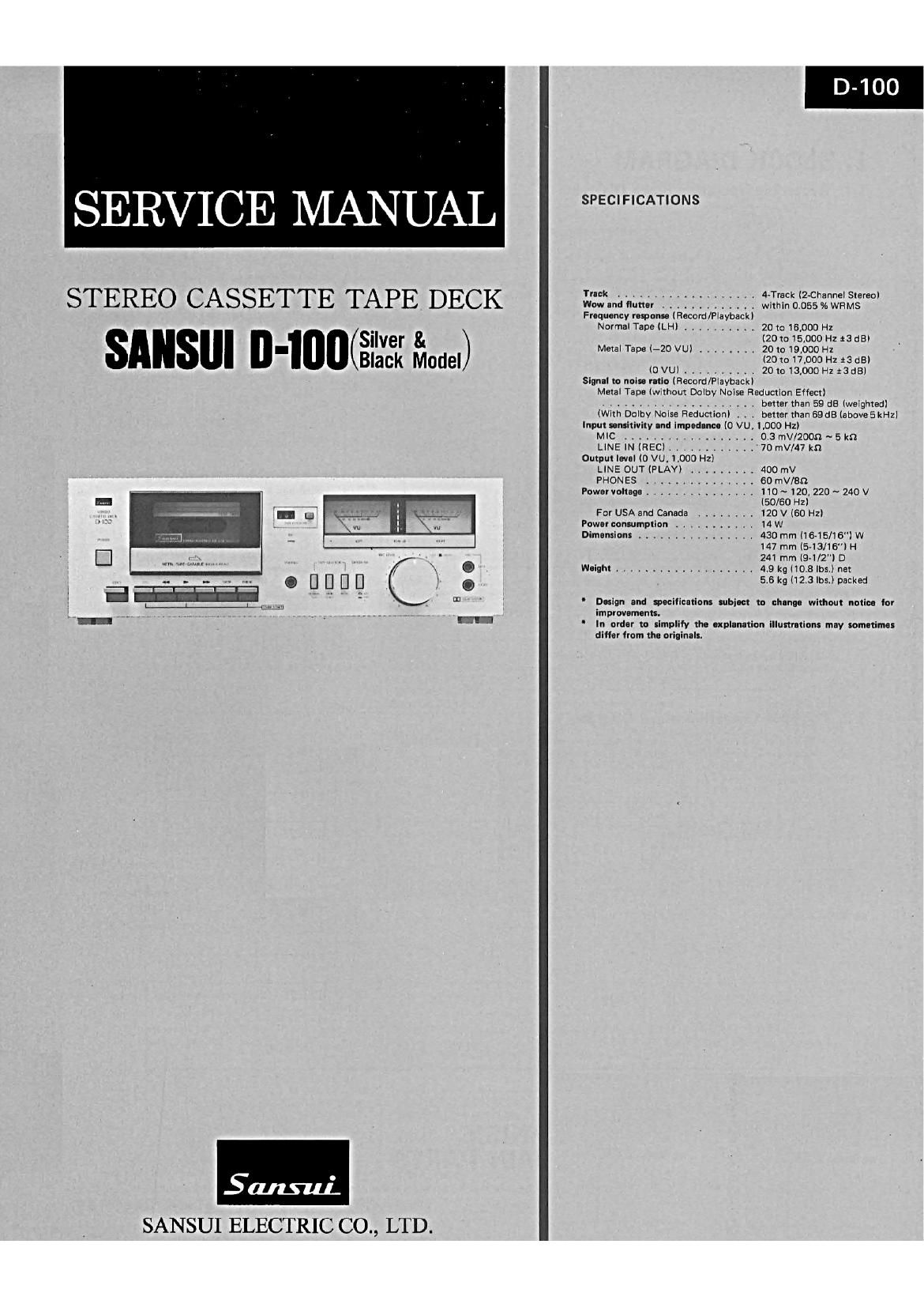Sansui D 100 Service Manual