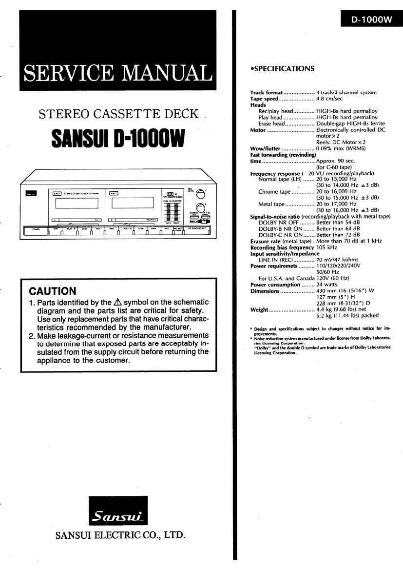 Sansui D 1000 W Service Manual