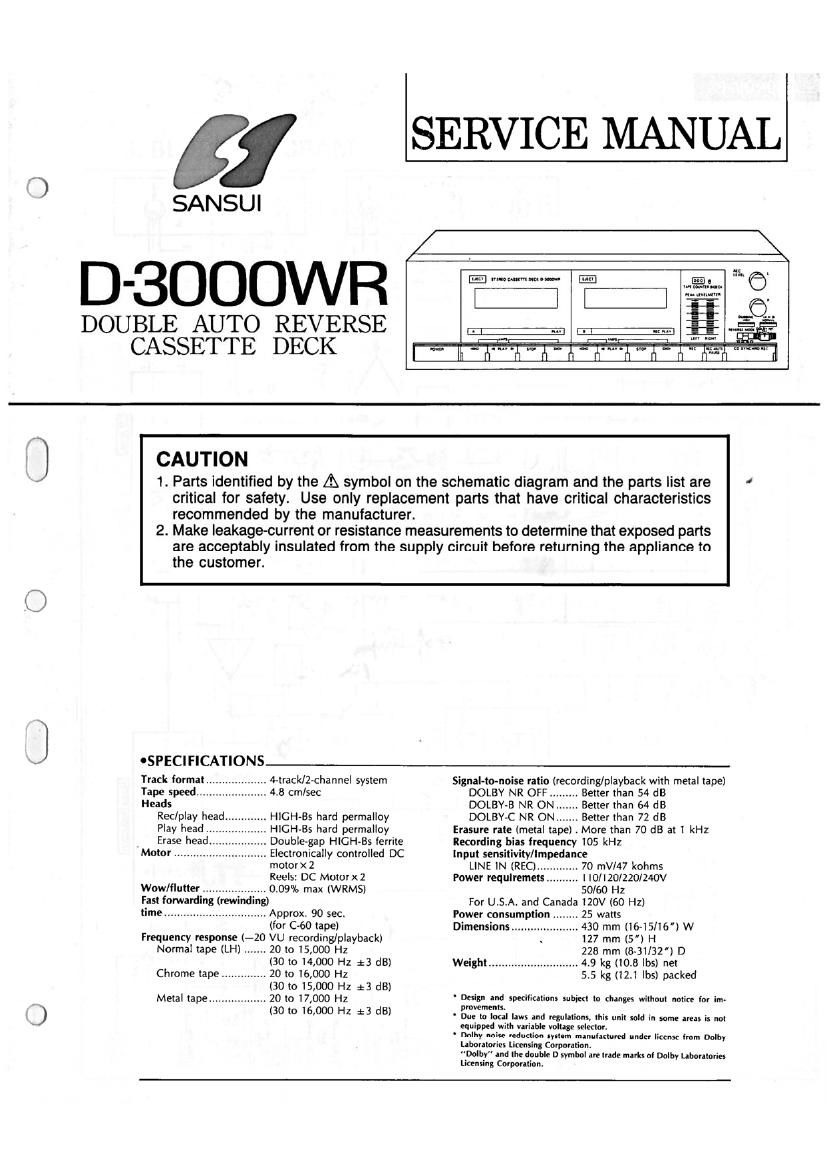 Sansui D 3000 WR Service Manual