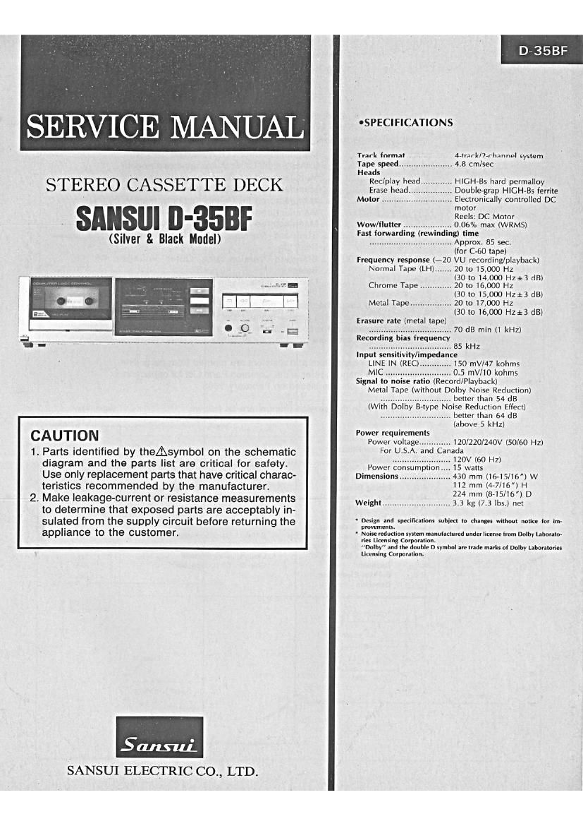 Sansui D 35 BF Service Manual