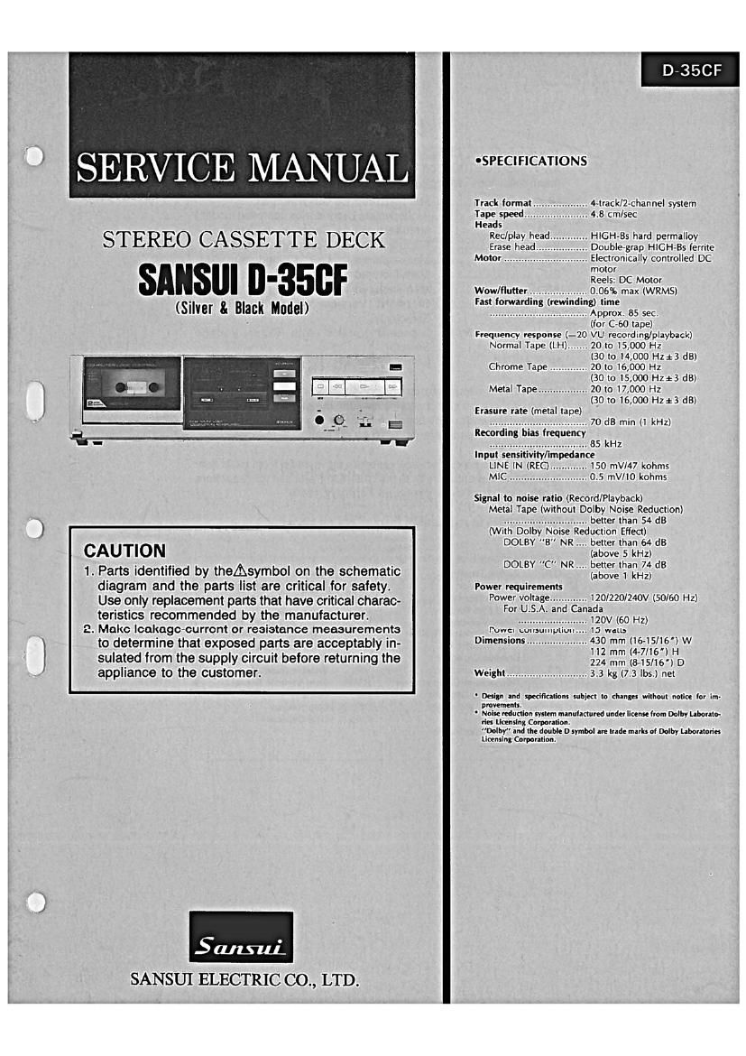 Sansui D 35 CF Service Manual