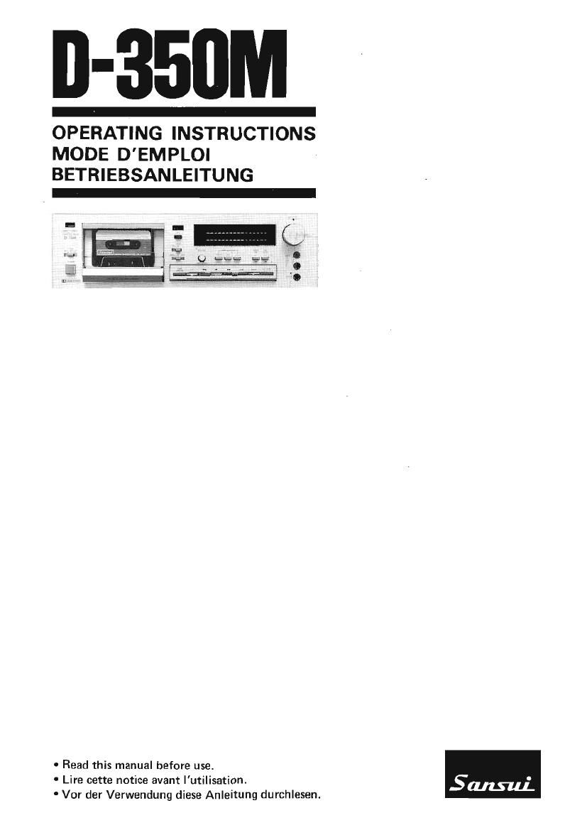 Sansui D 350M Owners Manual