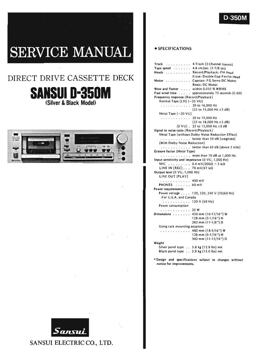 Sansui D 350M Service Manual