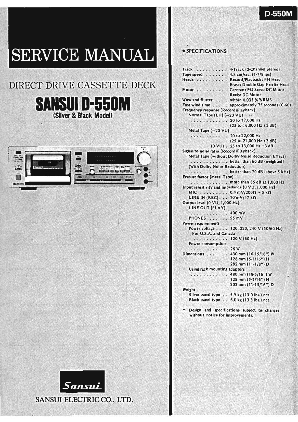 Sansui D 550 M Service Manual