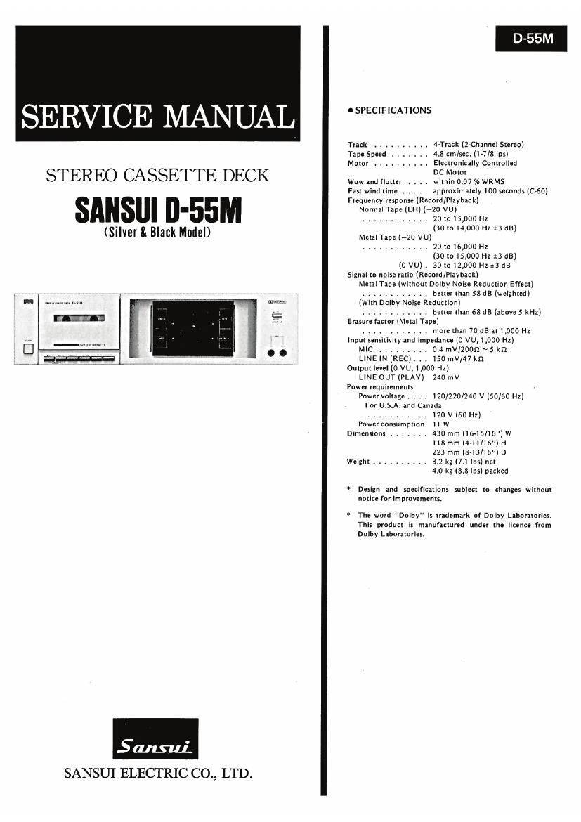 Sansui D 55M Service Manual