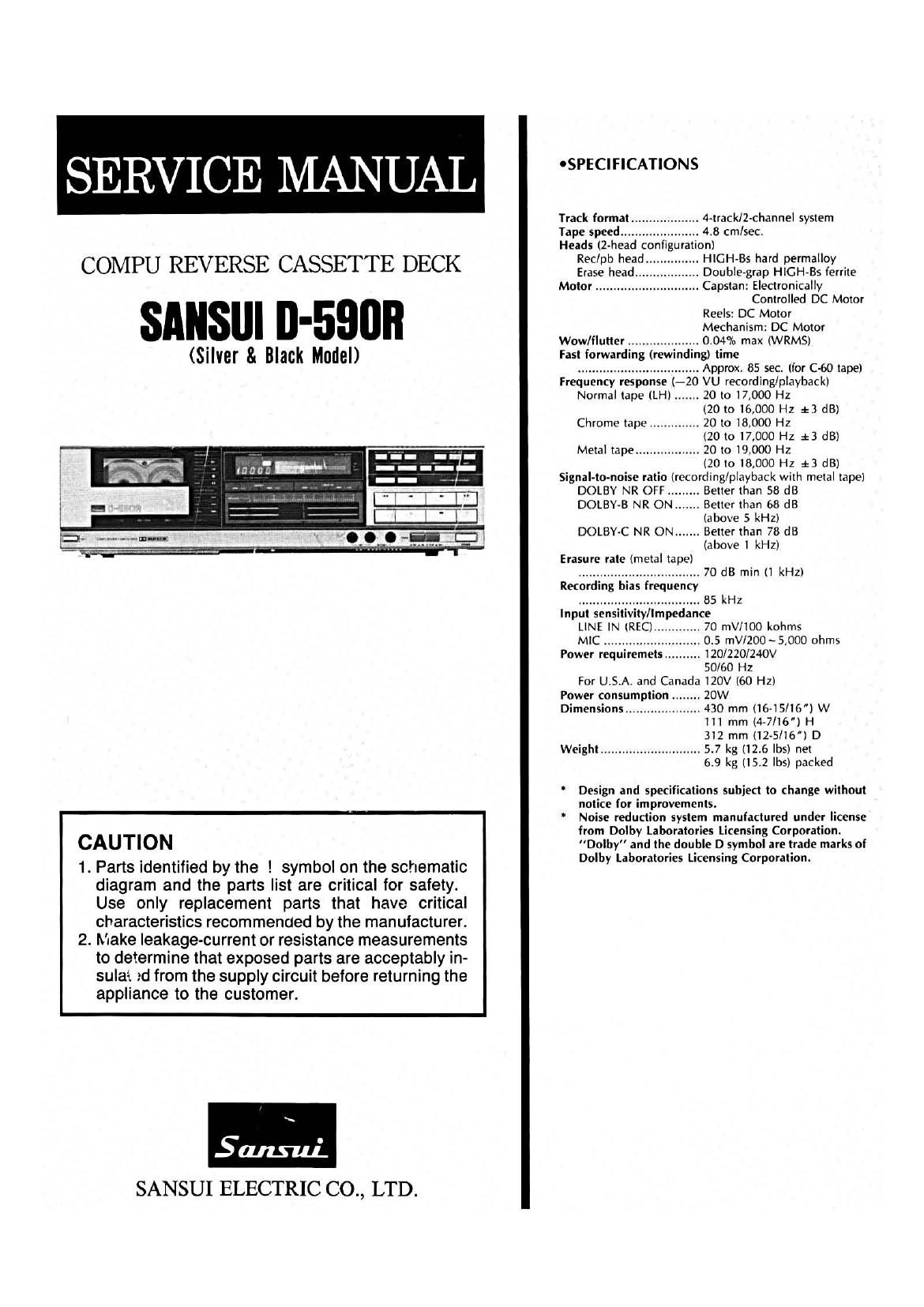 Sansui D 590R Service Manual