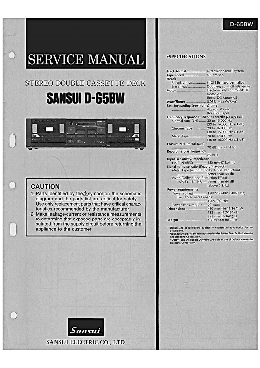 Sansui D 65 BW Service Manual