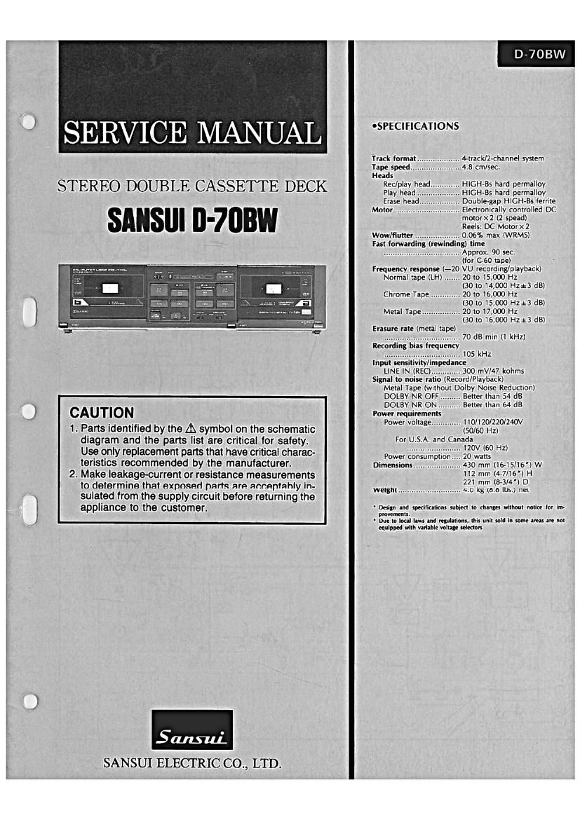 Sansui D 70 BW Service Manual