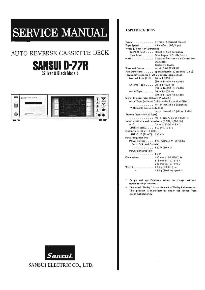Sansui D 77R Service Manual