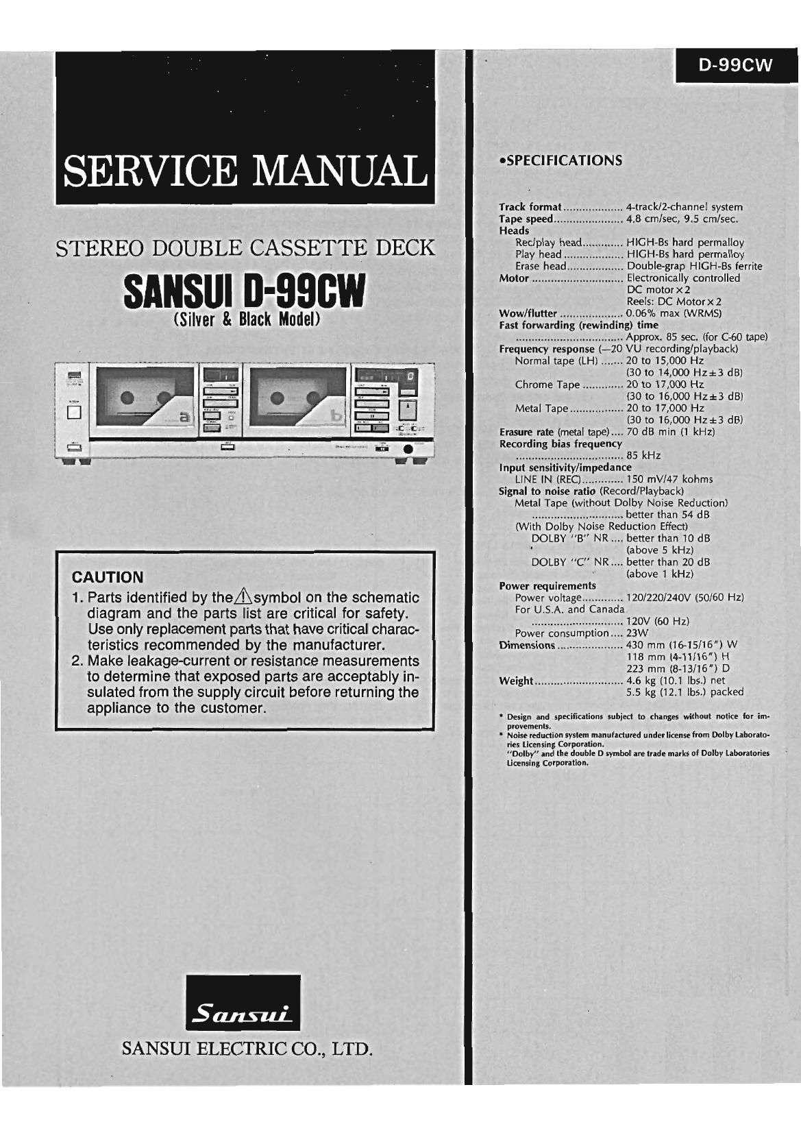 Sansui D 99 CW Service Manual