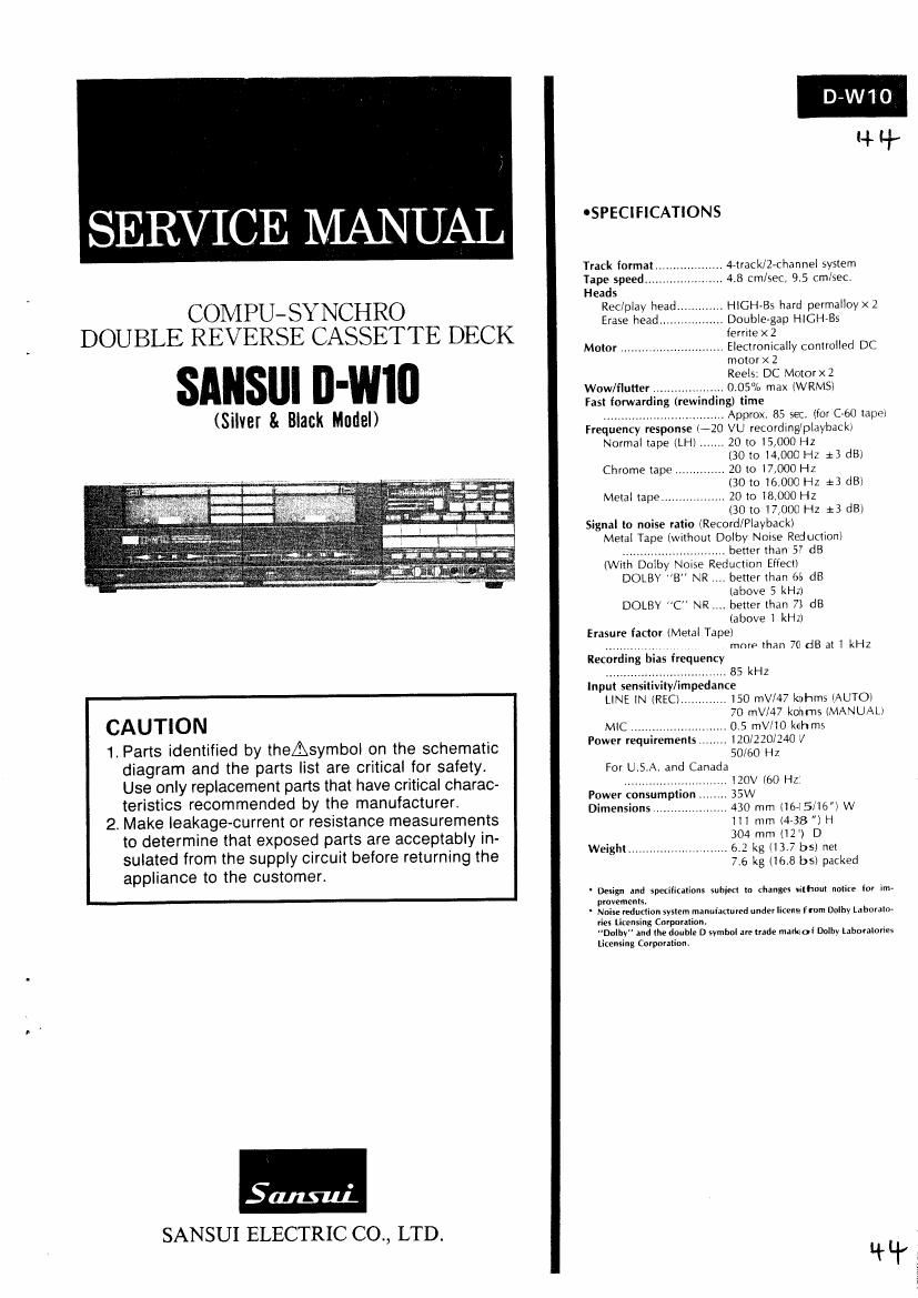 Sansui D W10 Service Manual