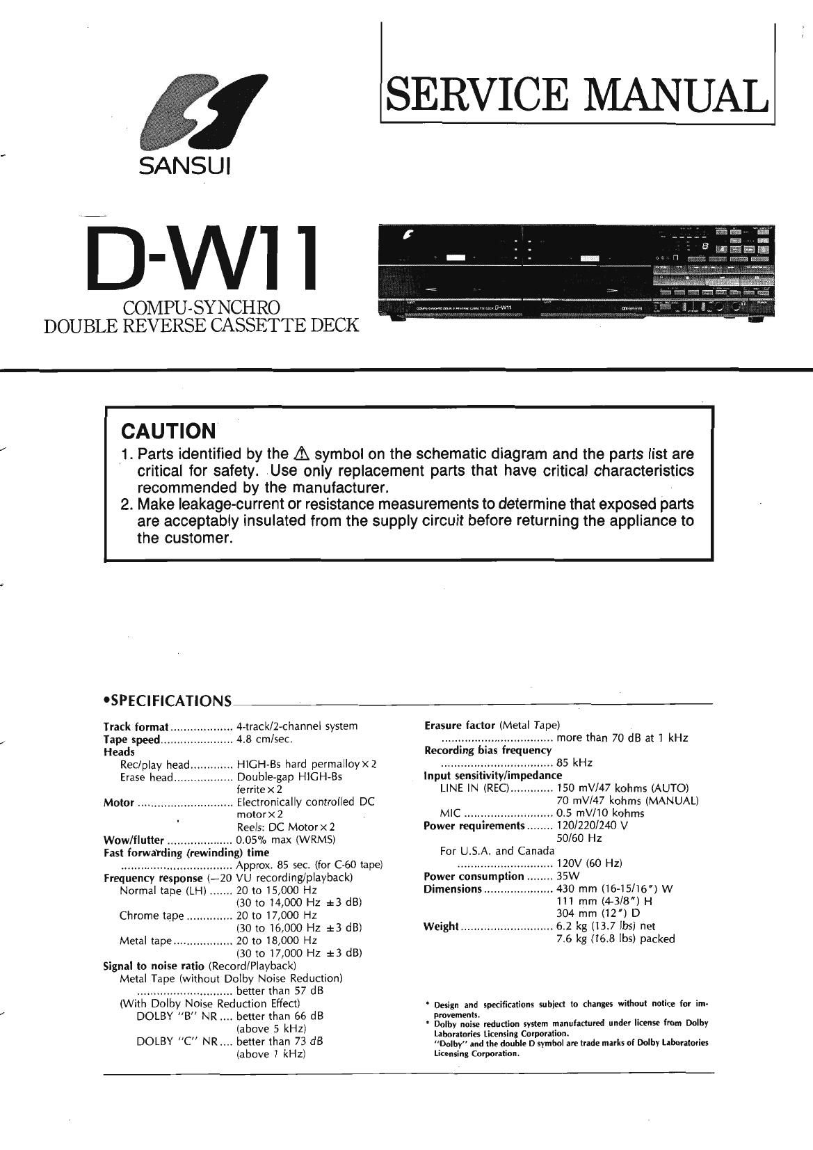 Sansui D W11 Service Manual