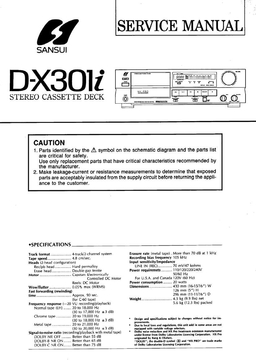 Sansui D X301i Service Manual