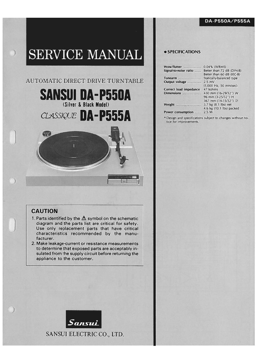 Sansui DA P550A Service Manual