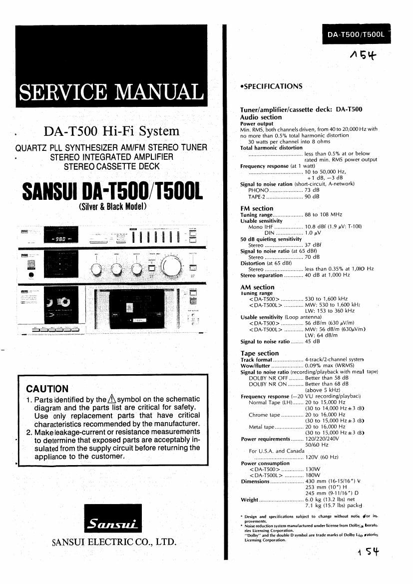 Sansui DA T500L Service Manual