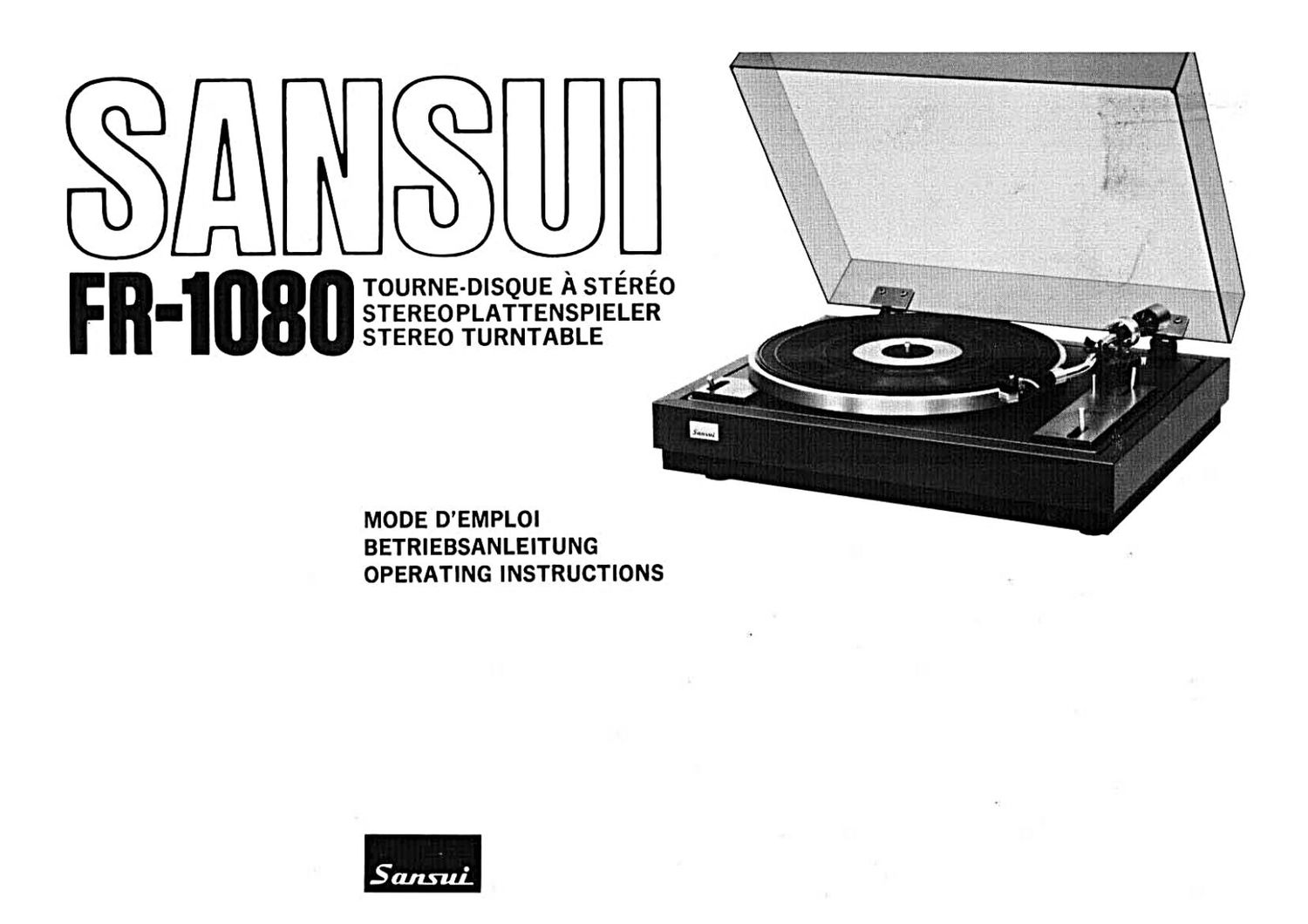 Sansui FR 1080 Owners Manual