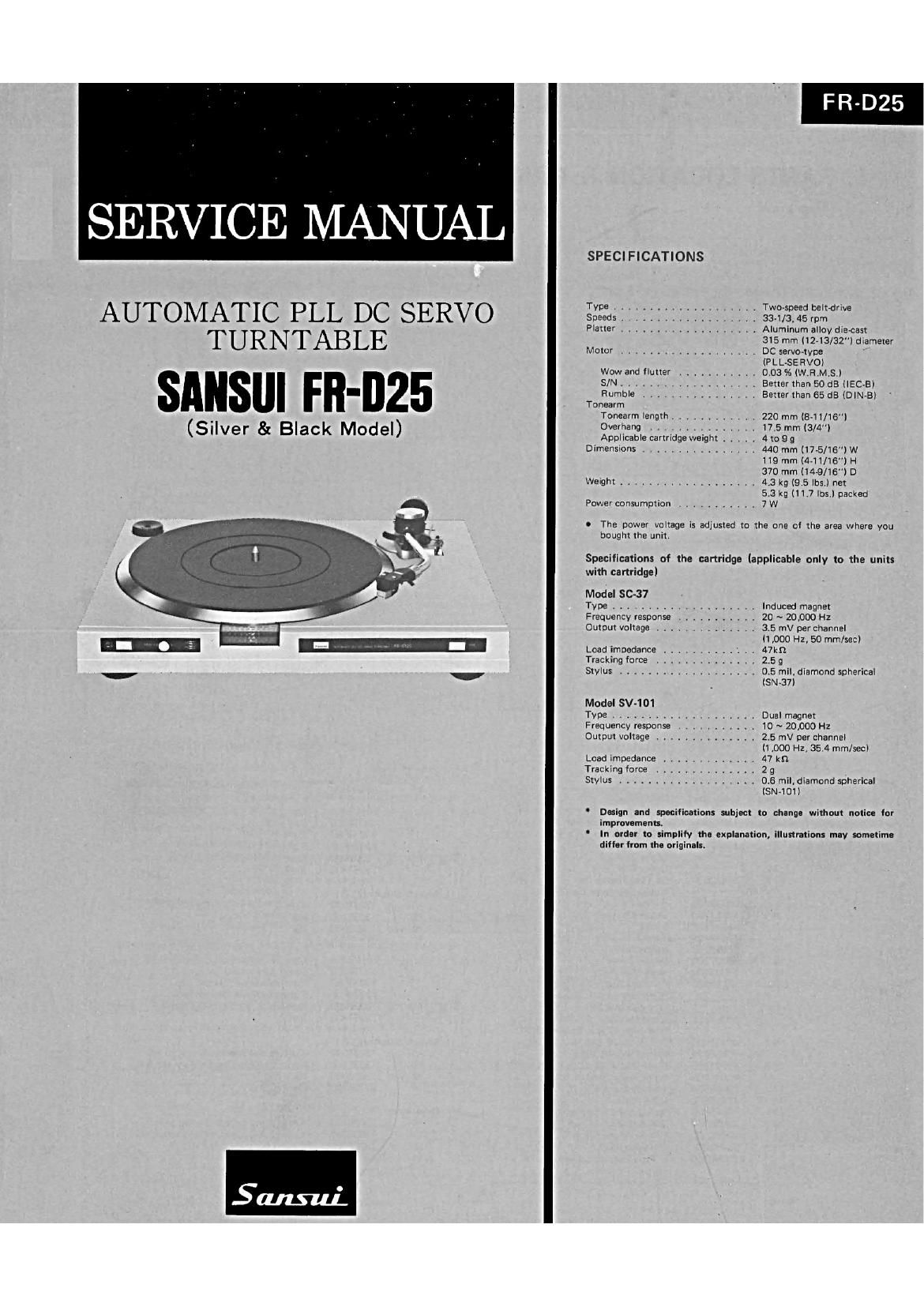 Sansui FR D25 Service Manual
