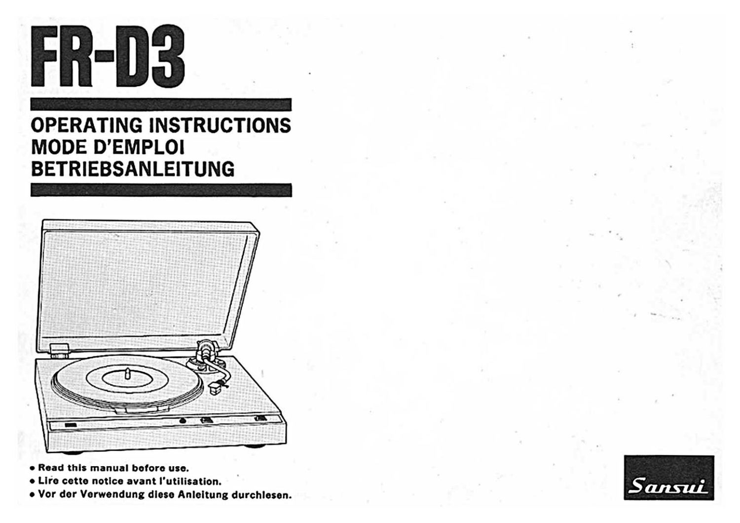 Sansui FR D3 Owners Manual