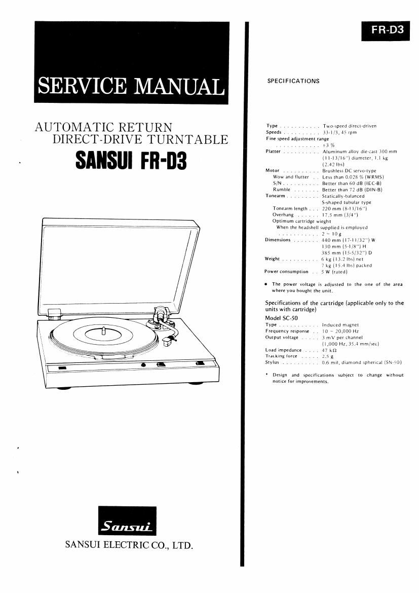 Sansui FR D3 Service Manual
