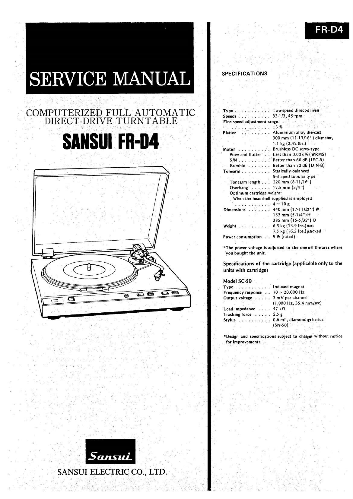 Sansui FR D4 Service Manual