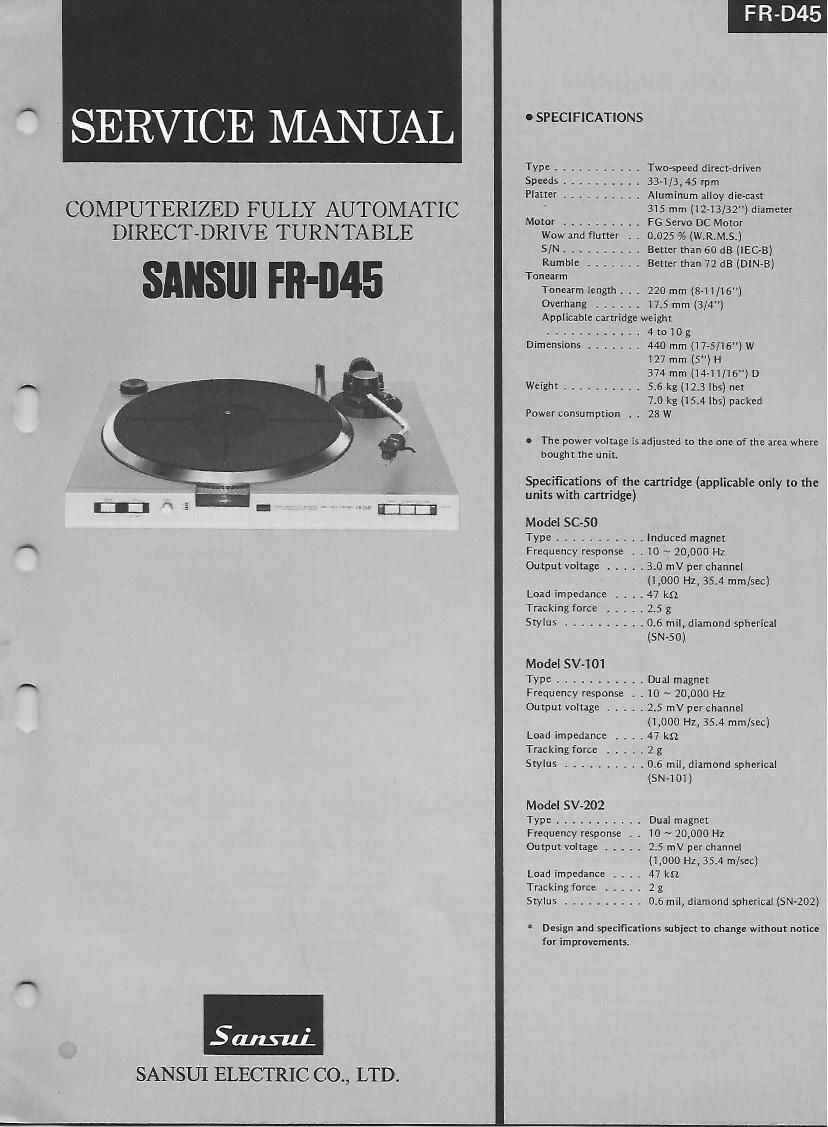 Sansui FR D45 Service Manual