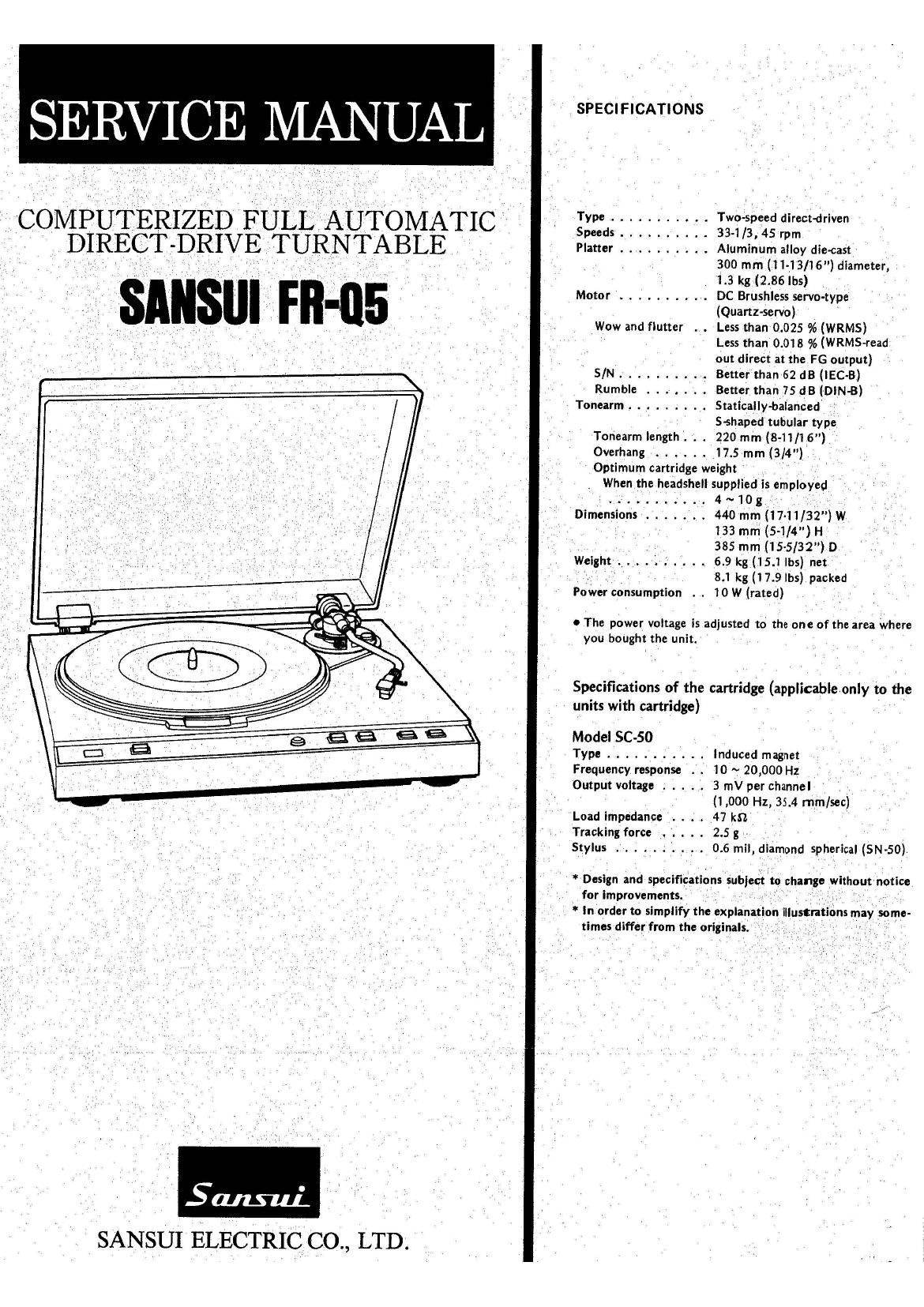 Sansui FR Q5 Service Manual