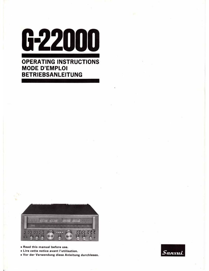 Sansui G 22000 Owners Manual