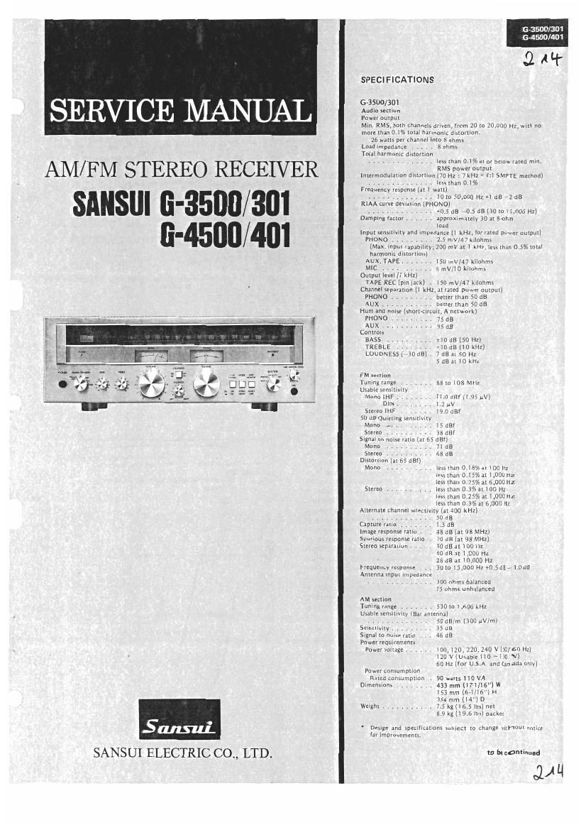 Sansui G 3500 Service Manual