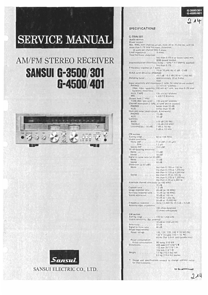 Sansui G 401 Service Manual