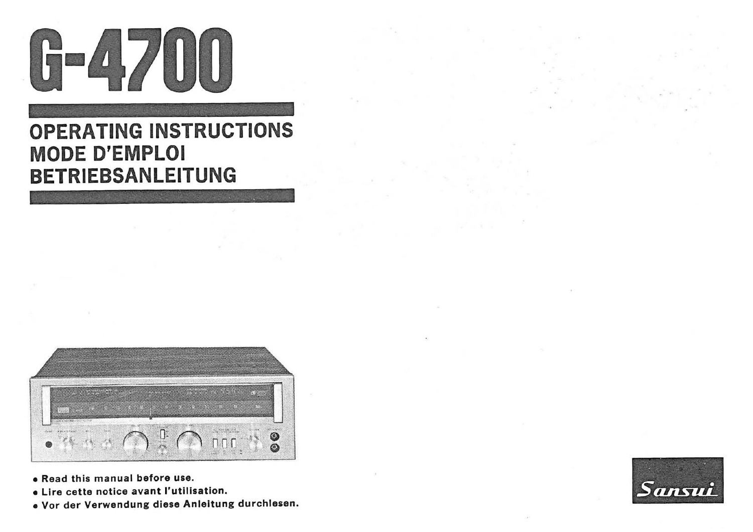 Sansui G 4700 Owners Manual