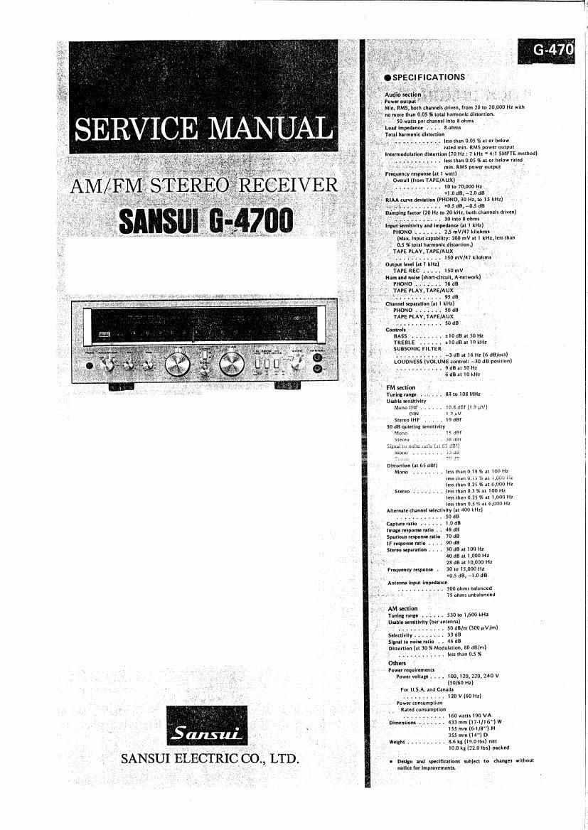 Sansui G 4700 Service Manual