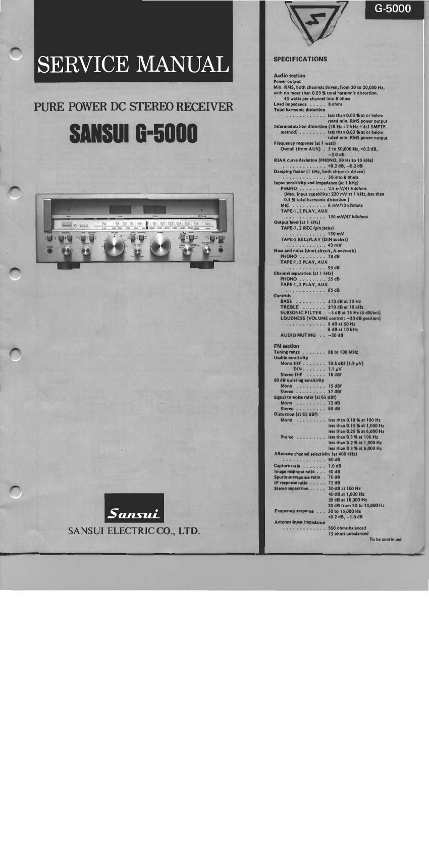 Sansui G 5000 Service Manual