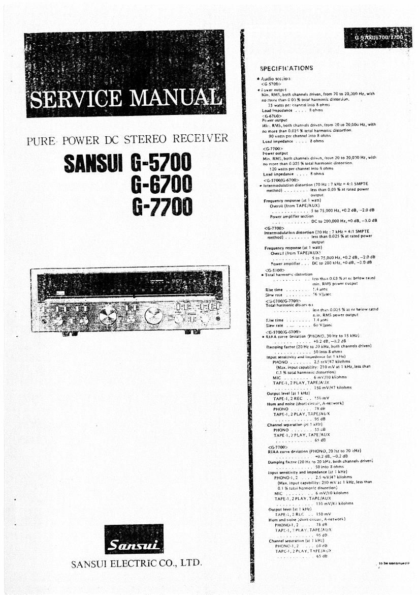 Sansui G 5700 G 6700 G 7700 Service Manual