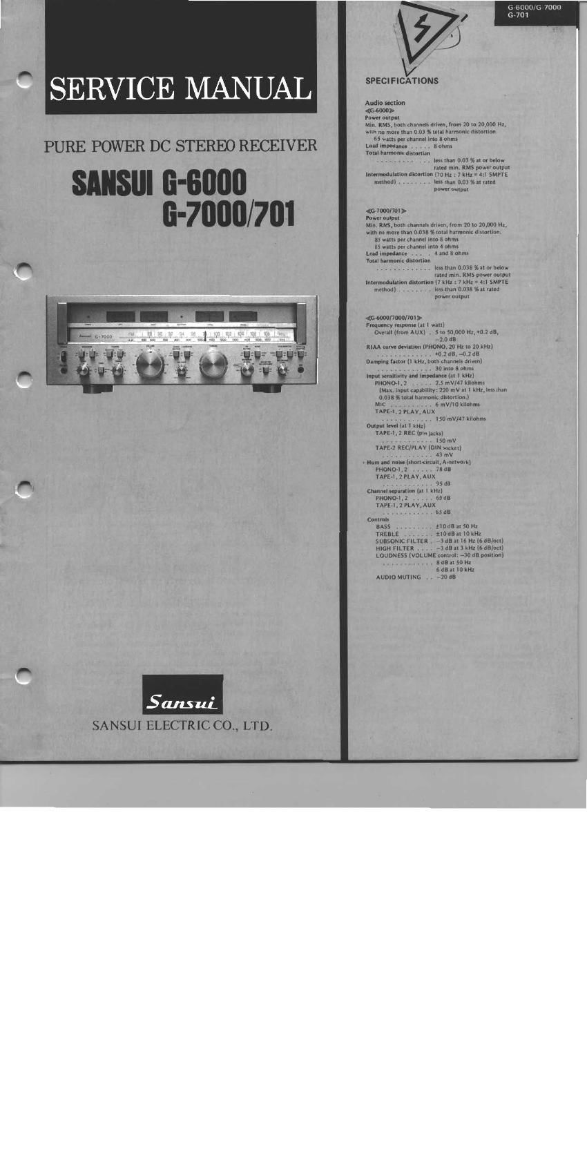 Sansui G 6000 7000 Service Manual