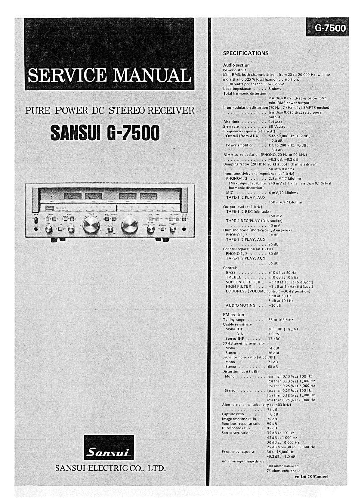 Sansui G 7500 Service Manual