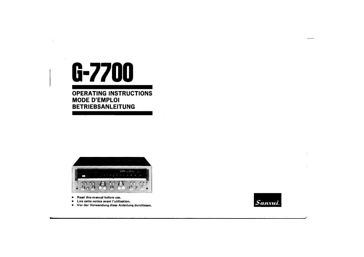 Sansui G 7700 Owners Manual