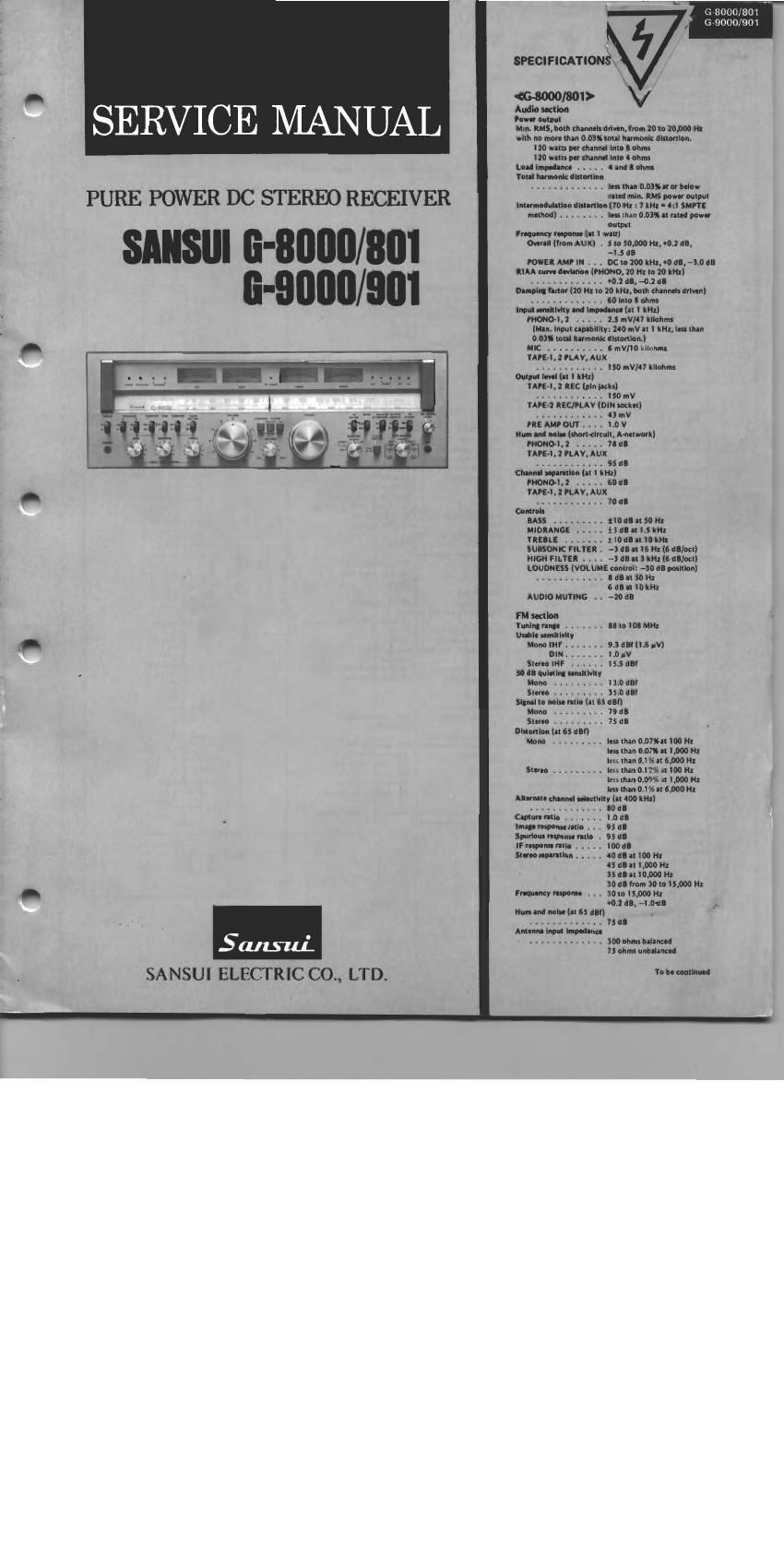 Sansui G 801 901 Service Manual