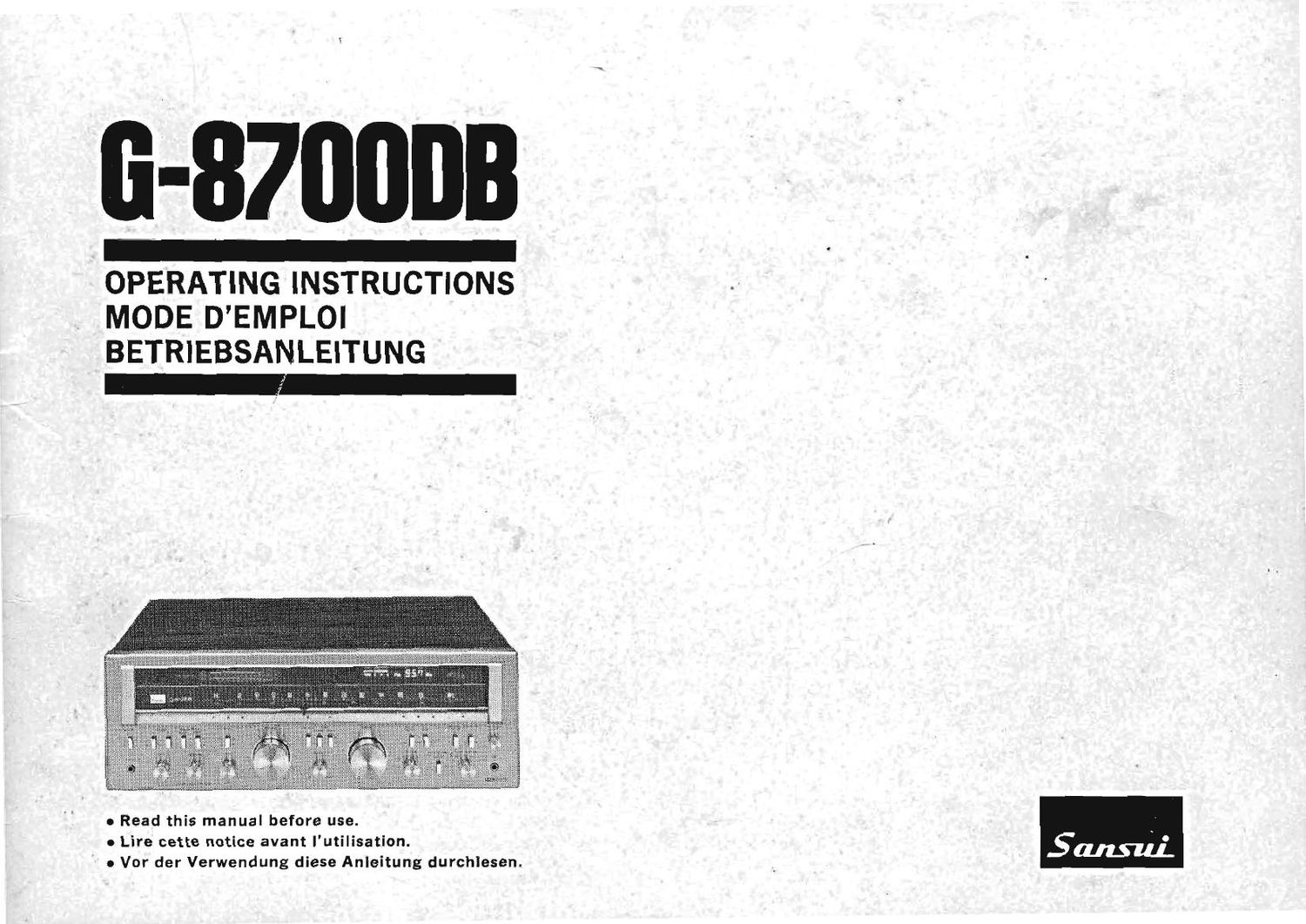 Sansui G 8700DB Owners Manual