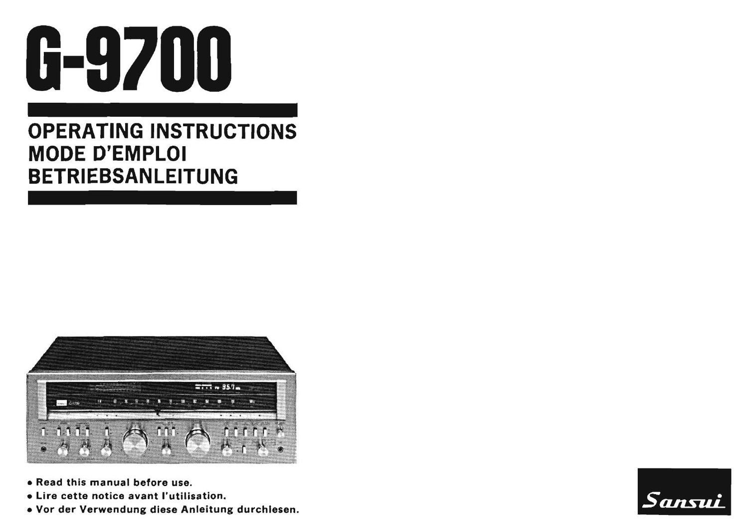 Sansui G 9700 Owners Manual