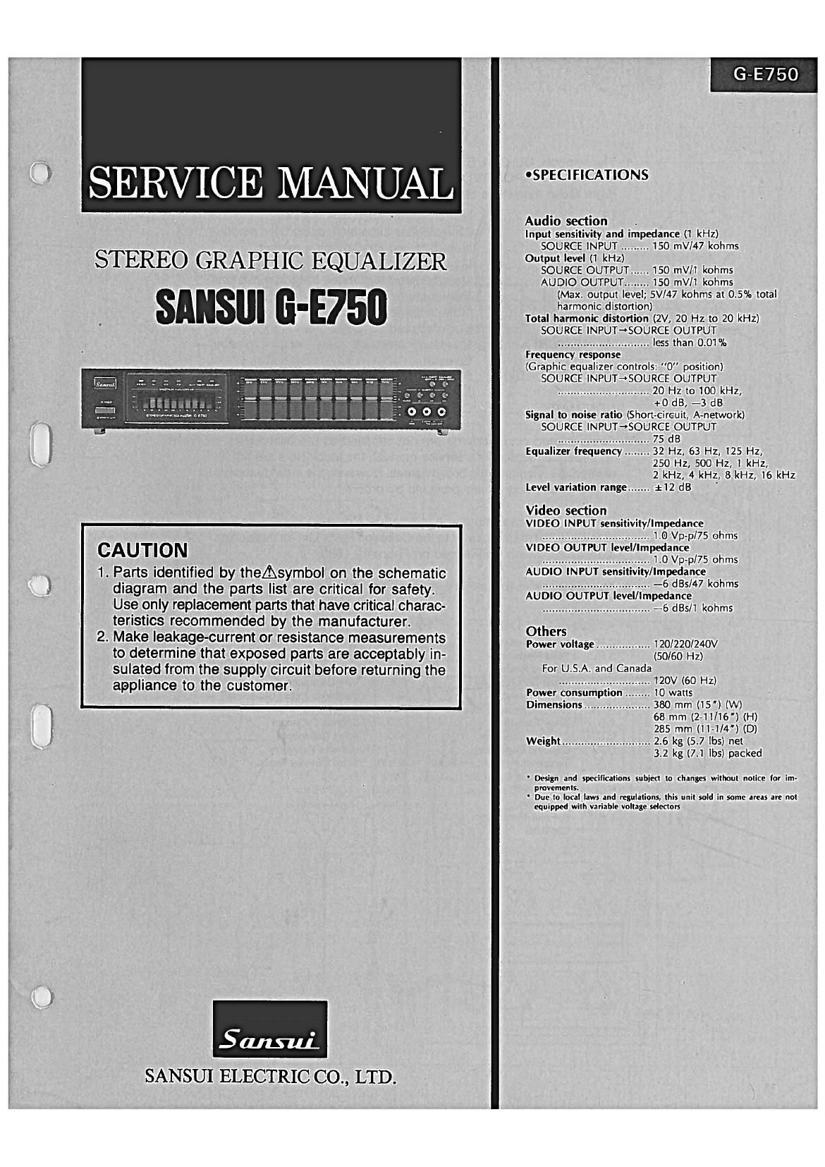 Sansui G E750 Service Manual