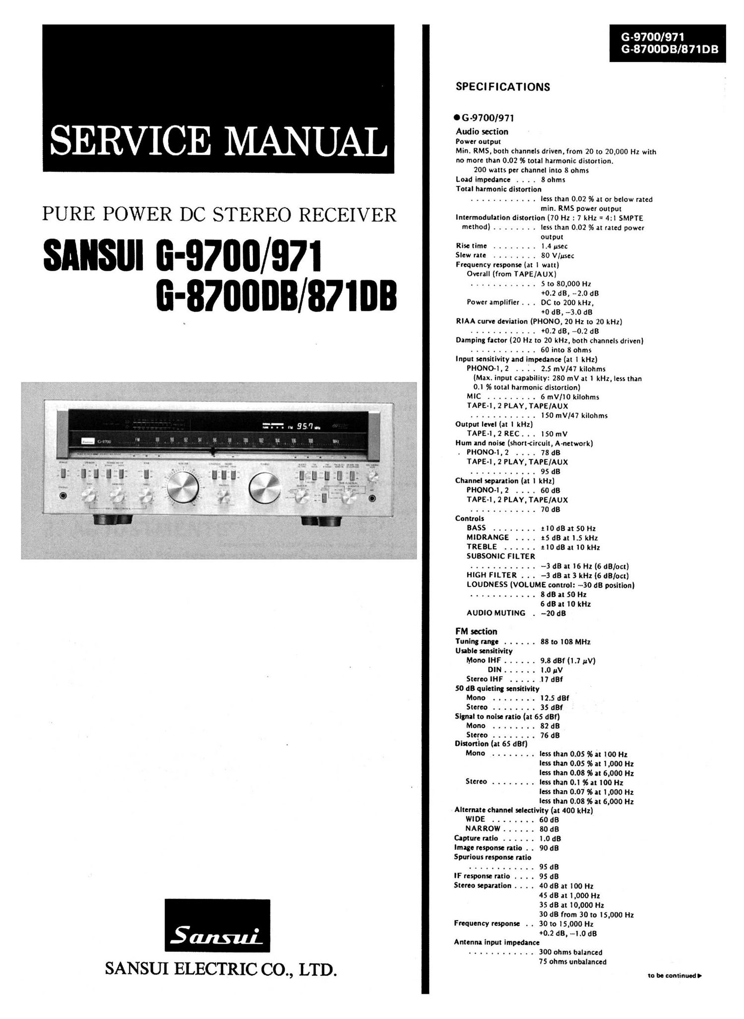 Sansui G971 871DB Service Manual