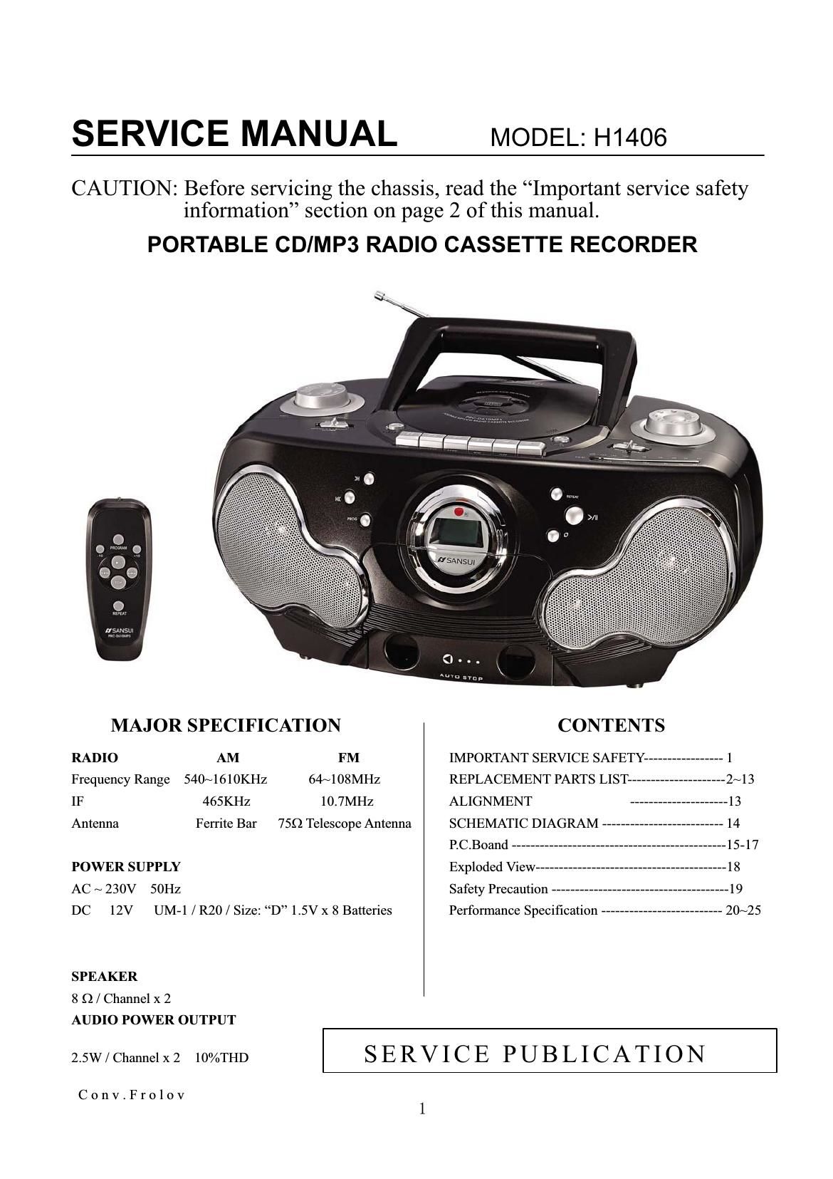 Sansui H 1406 Service Manual