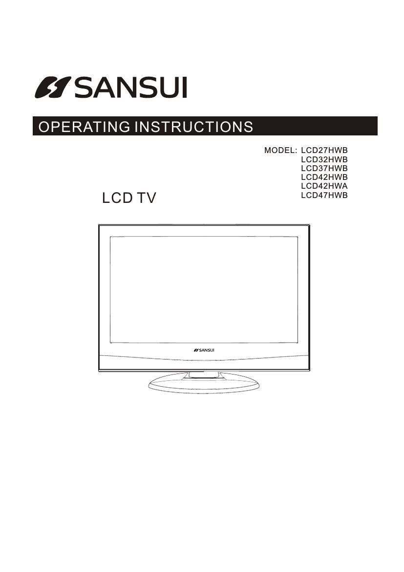 Sansui LCD 27HWB Owners Manual